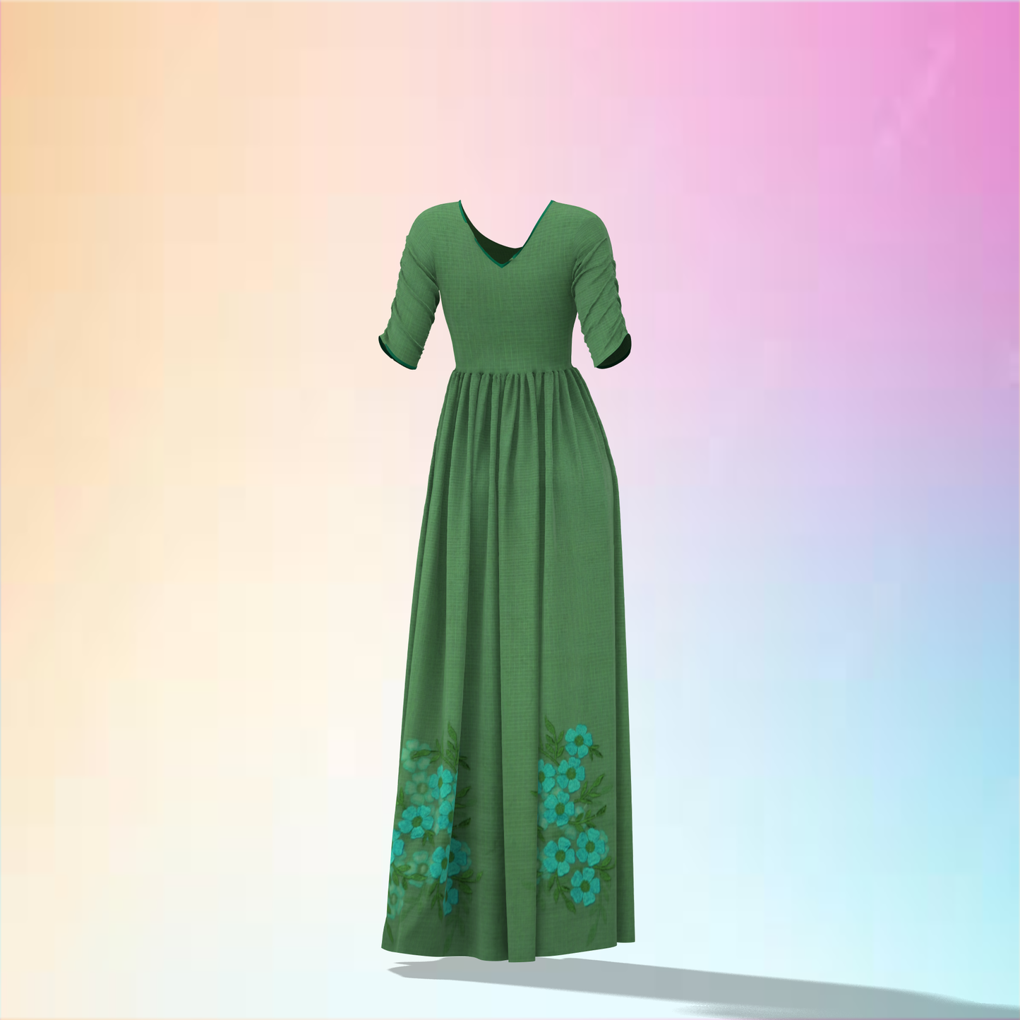 Sleeve Drama Pleated Customised Women Dress - CDSS062 (Stitching Service)
