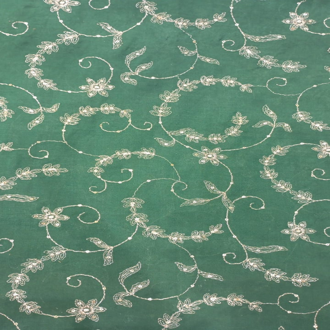 Green Muslin Emboidery Fabric