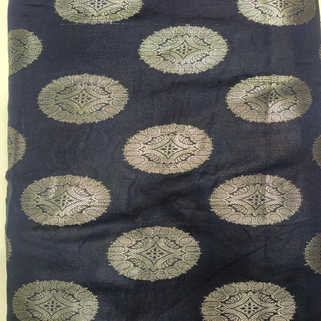 Night Blue Banarasi Zari Fabric