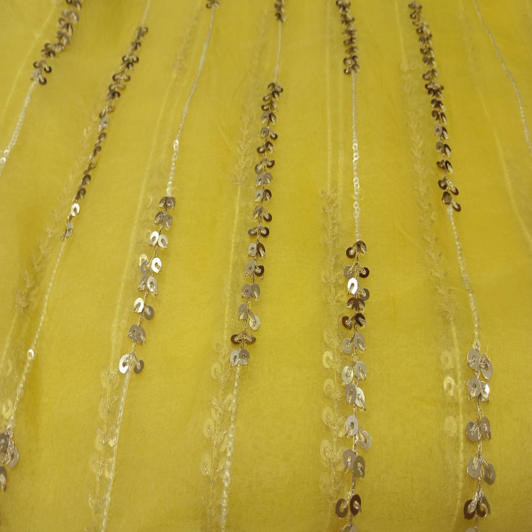 Yellow Organza sequins Row