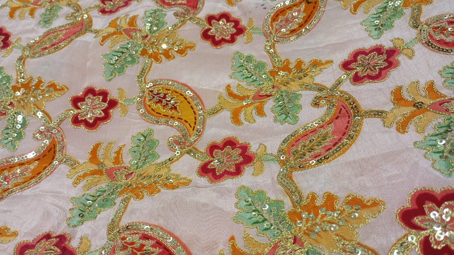 Pink Suncrepe sequins Printed