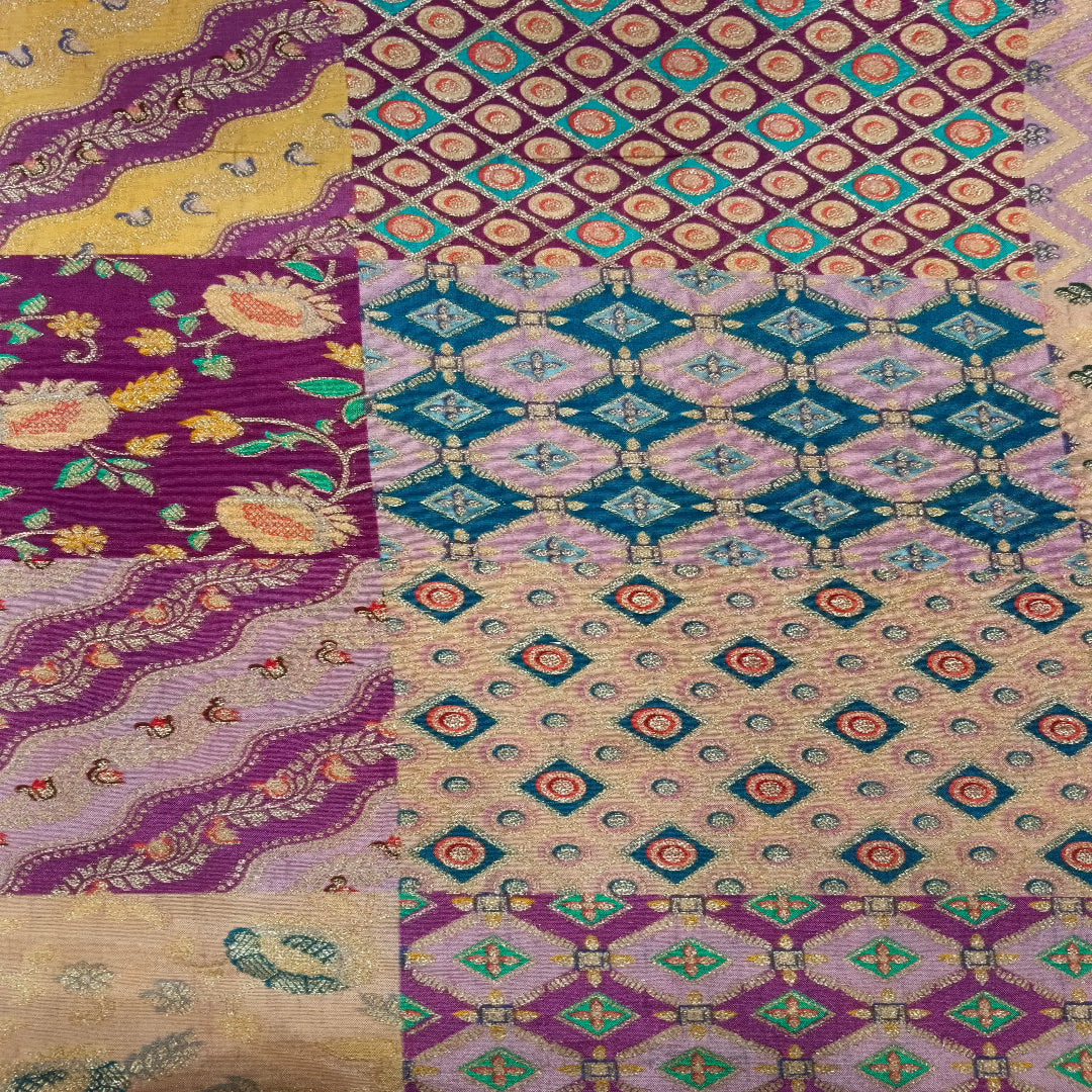 Purple Tussar Banarasi Silk Fabric