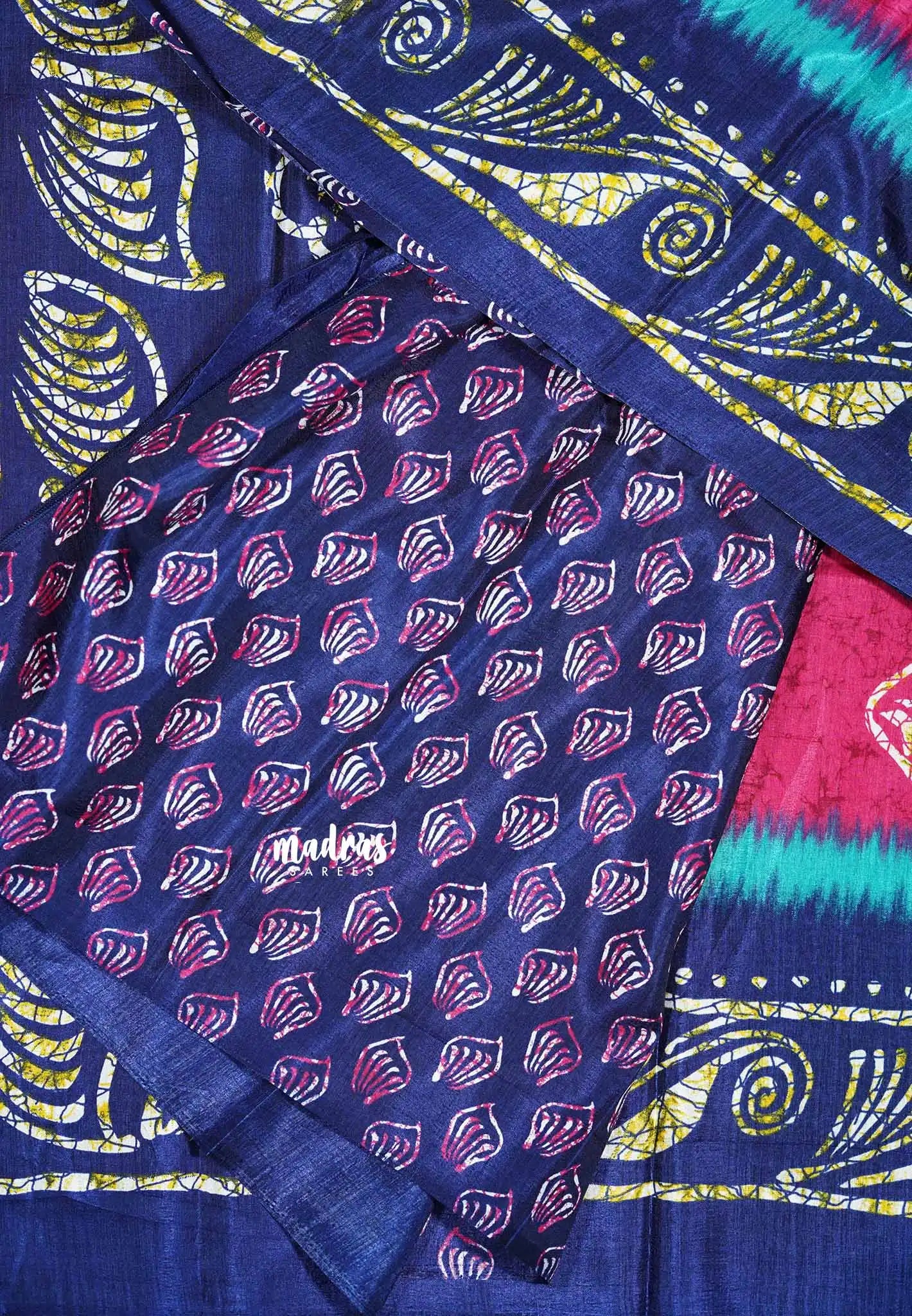 Rani Pink - Uniform sarees Malgudi printed silk cotton with batik prints