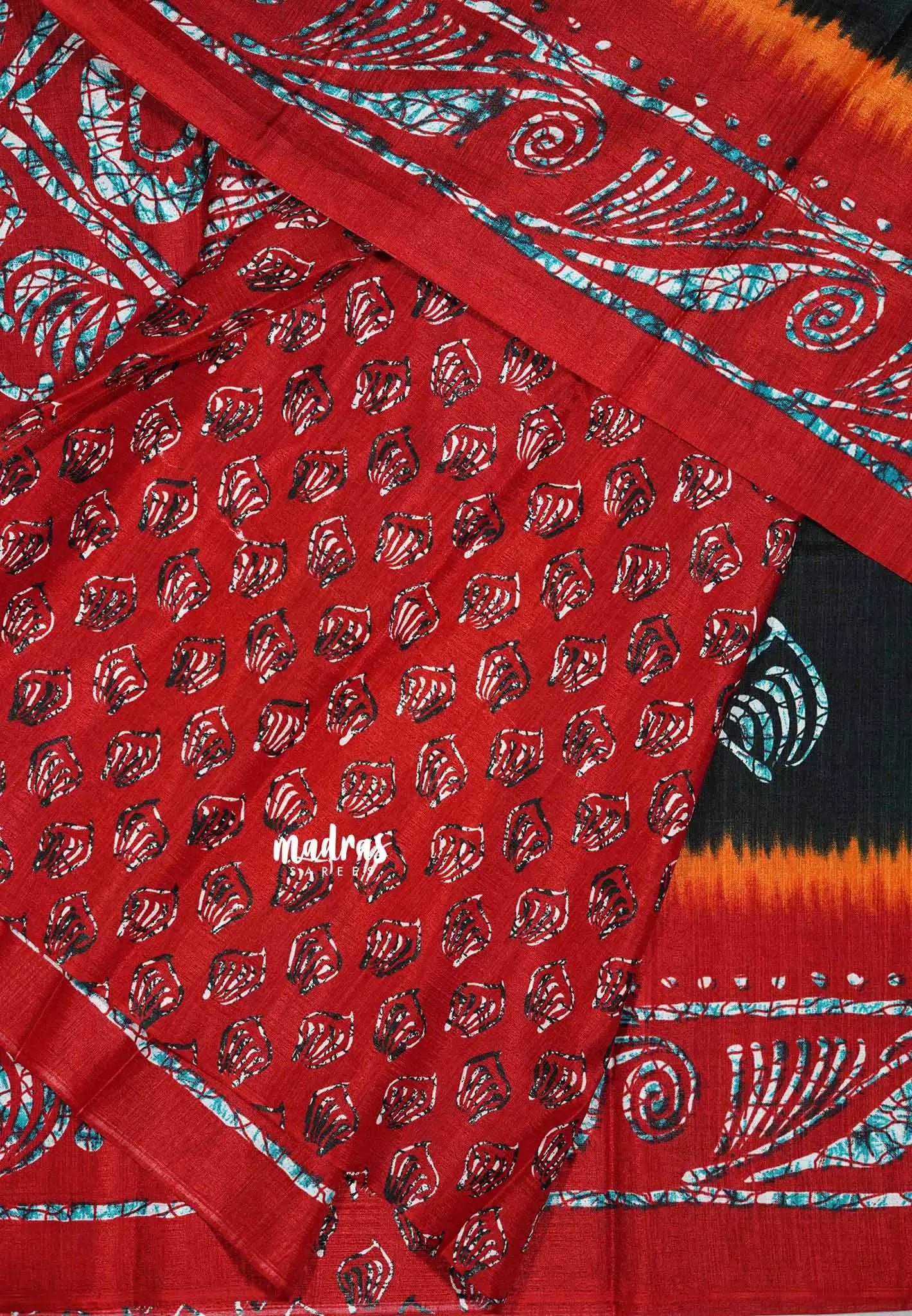 Black - Uniform sarees Malgudi printed silk cotton with batik prints