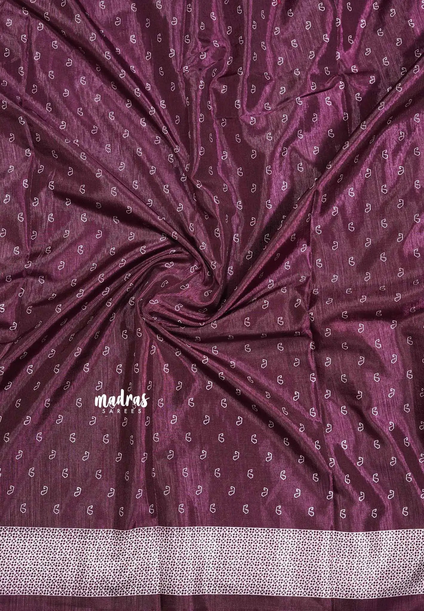 Wine purple - Uniform sarees Malgudi printed silk cotton small prints
