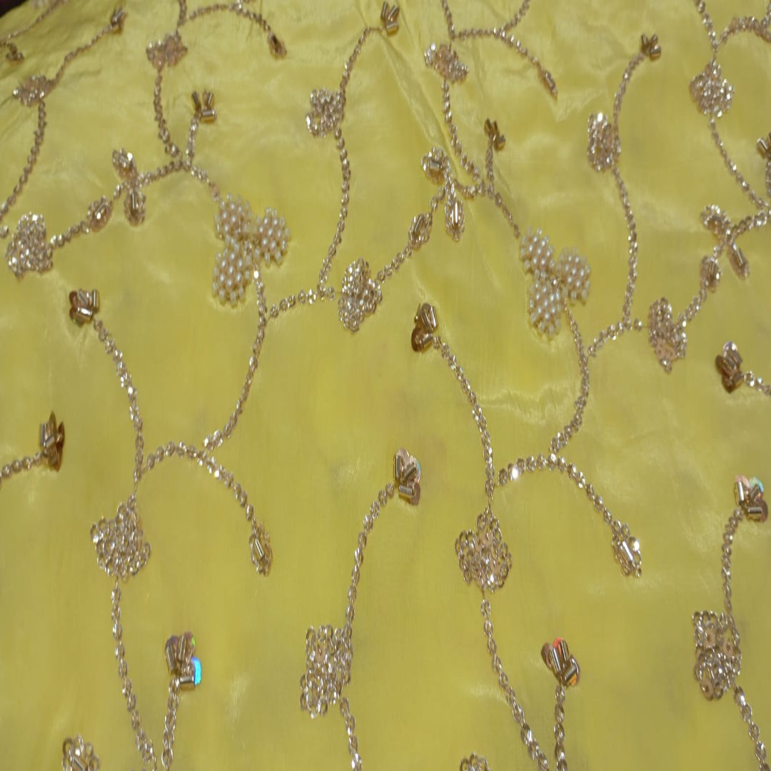 Yellow Suncrepe Embroidery
