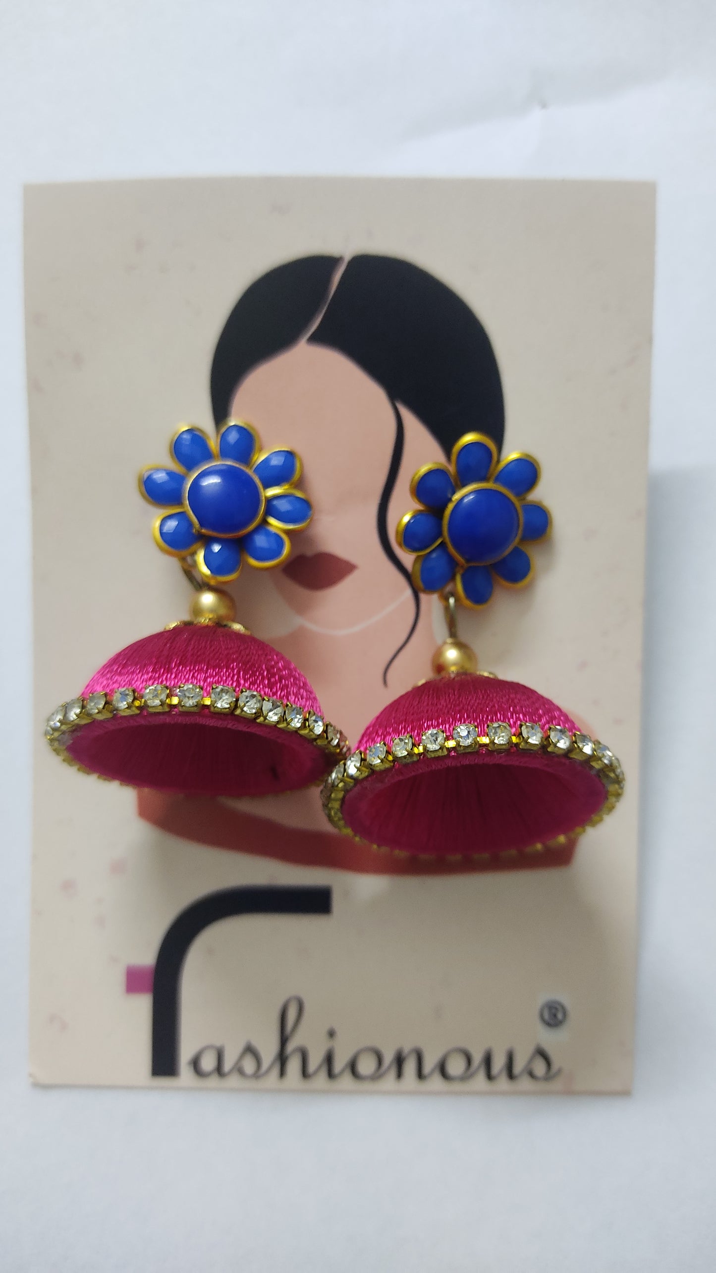 Pink Silk Thread Earring