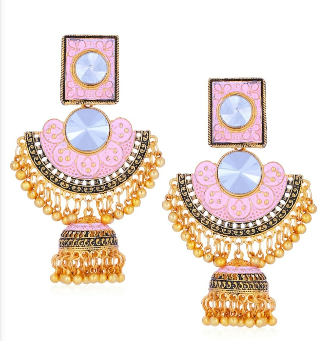 Pink Chandbali Earring