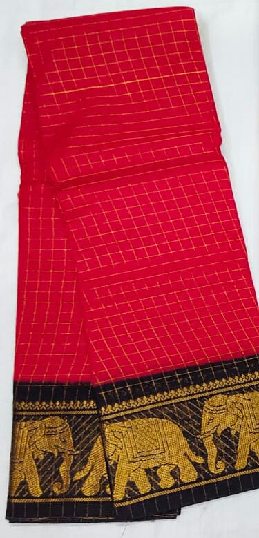 Madurai Sungudi Sarees with Double side Jari Border MSS 035