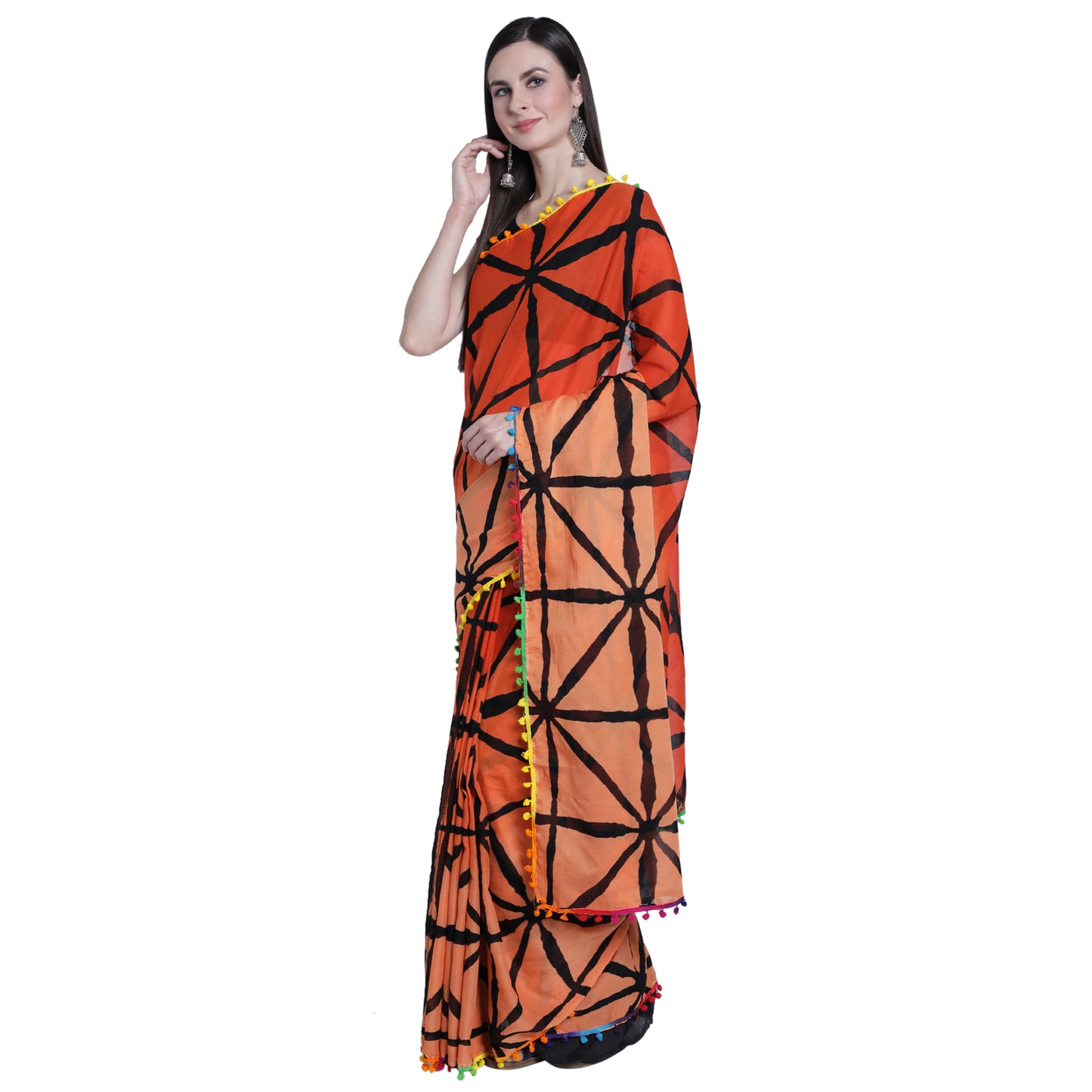 Orange Shaded Cotton Saree-TCS046