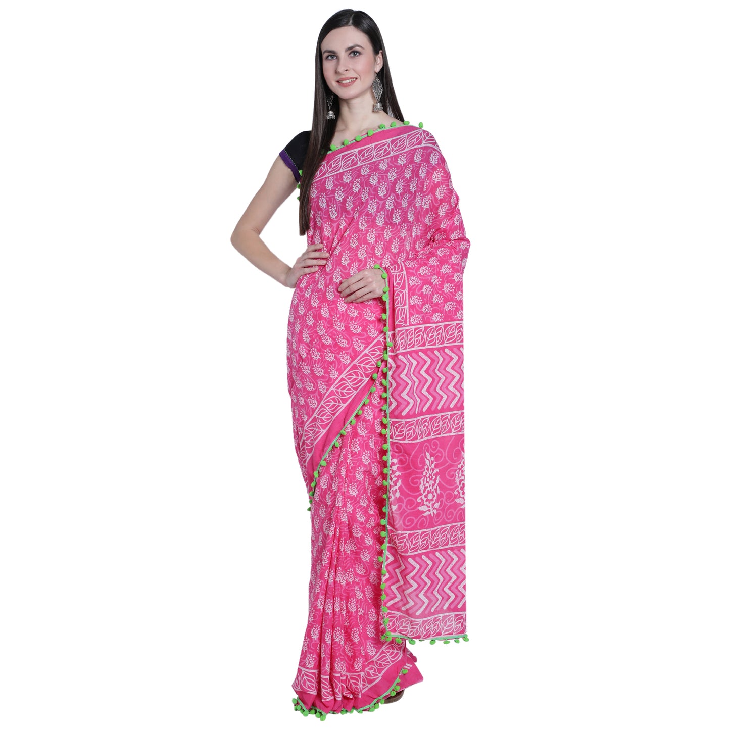 Voguish Pink Cotton Saree - JCS023