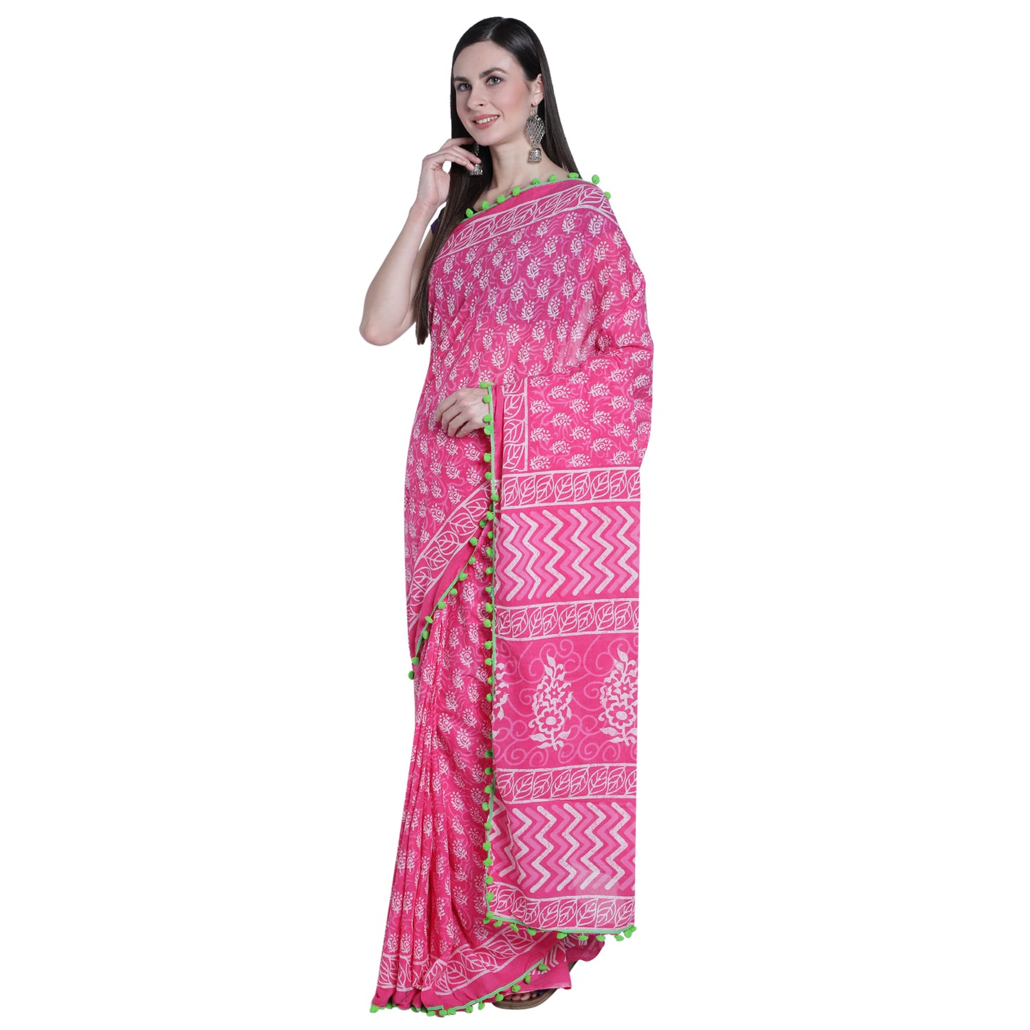 Voguish Pink Cotton Saree - JCS023