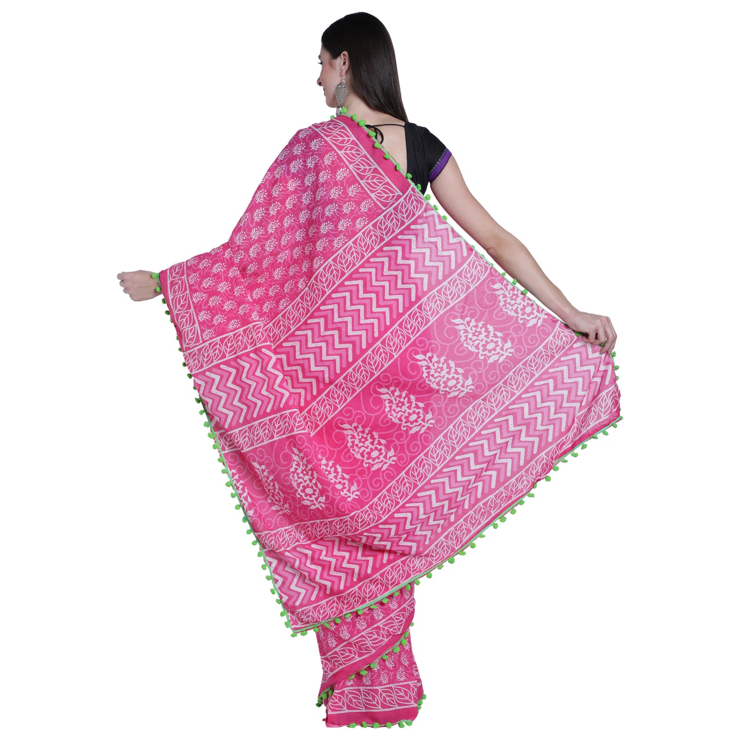 Voguish Pink Cotton Saree - JCS023