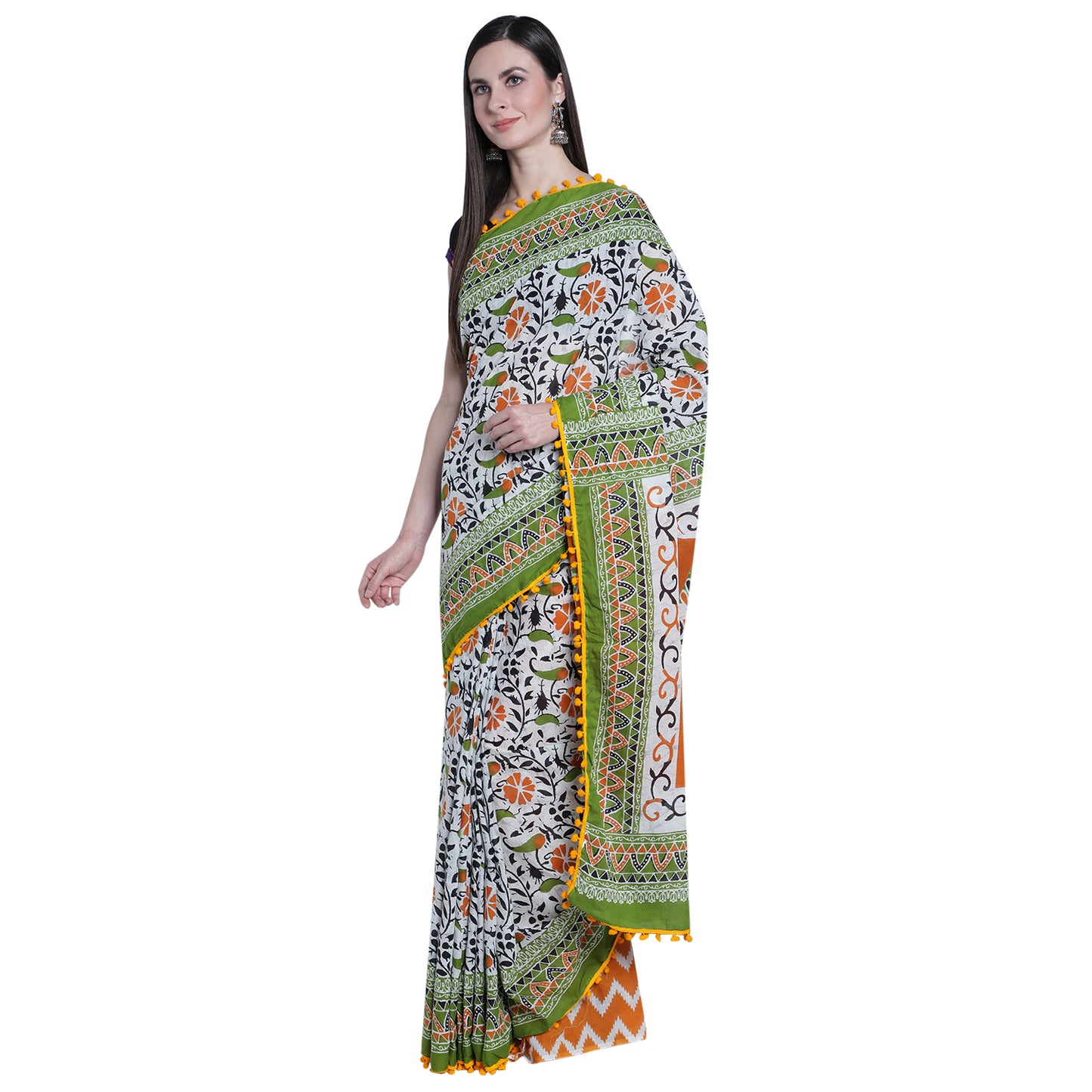 Jaipuri Splendor: Vibrant Cotton Saree with Exquisite Prints