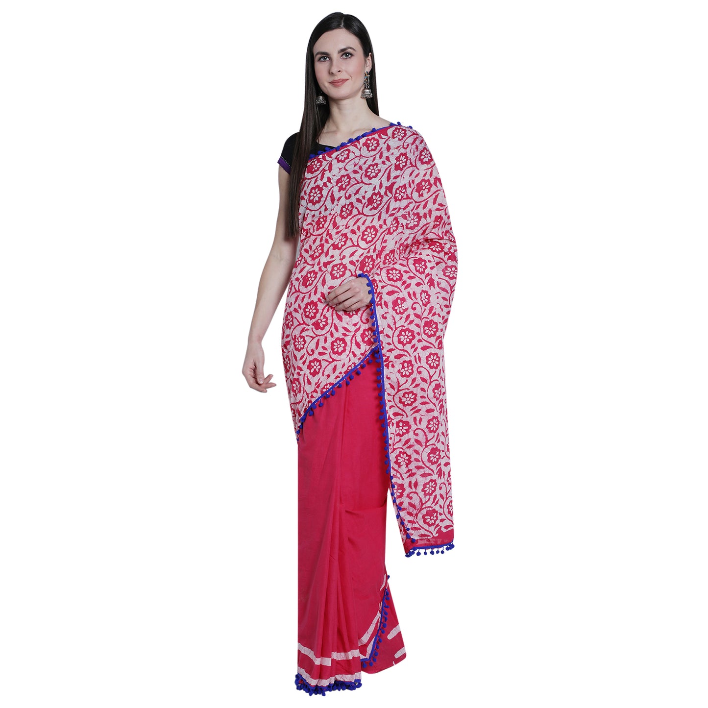 Vibrant Pink Cotton Saree