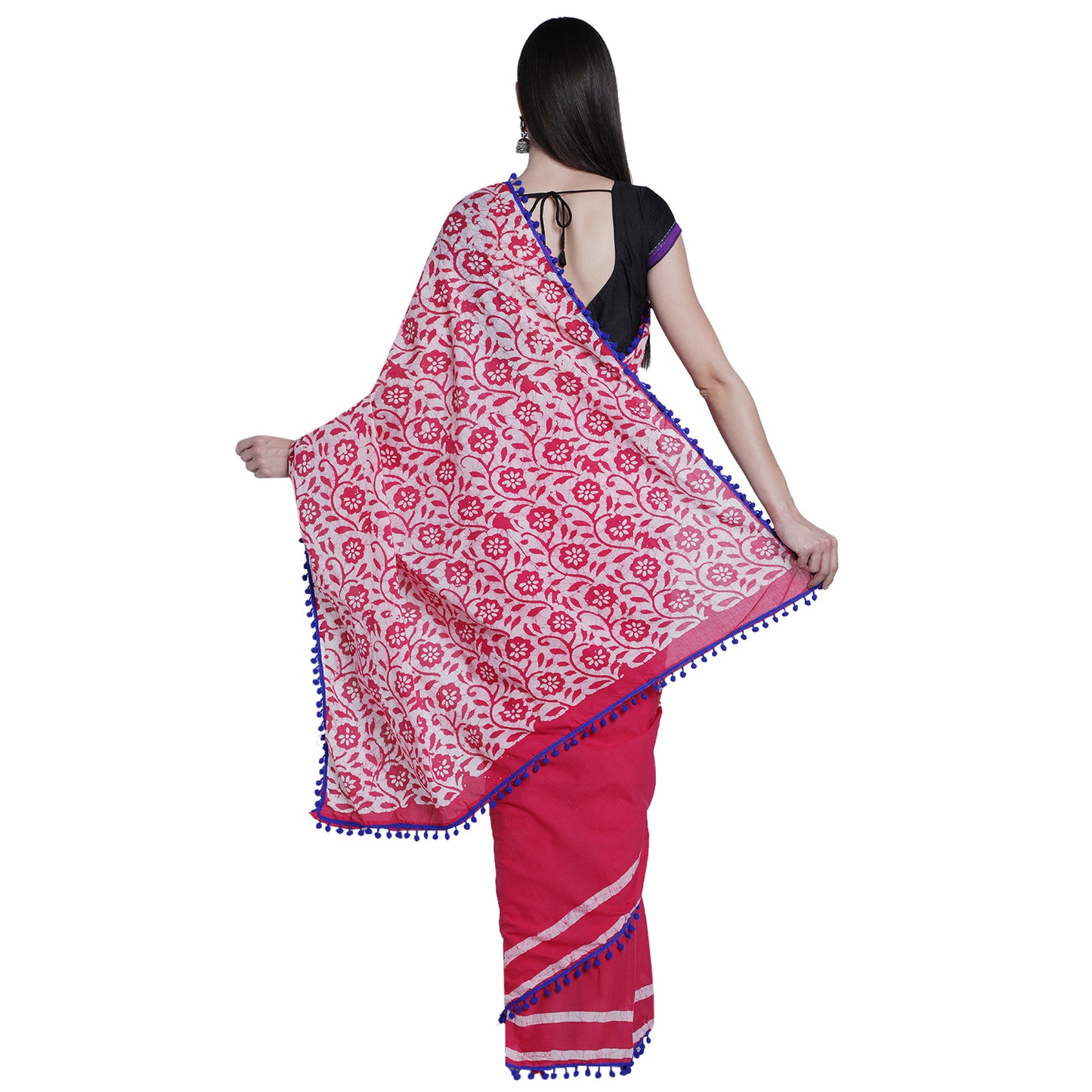 Vibrant Pink Cotton Saree