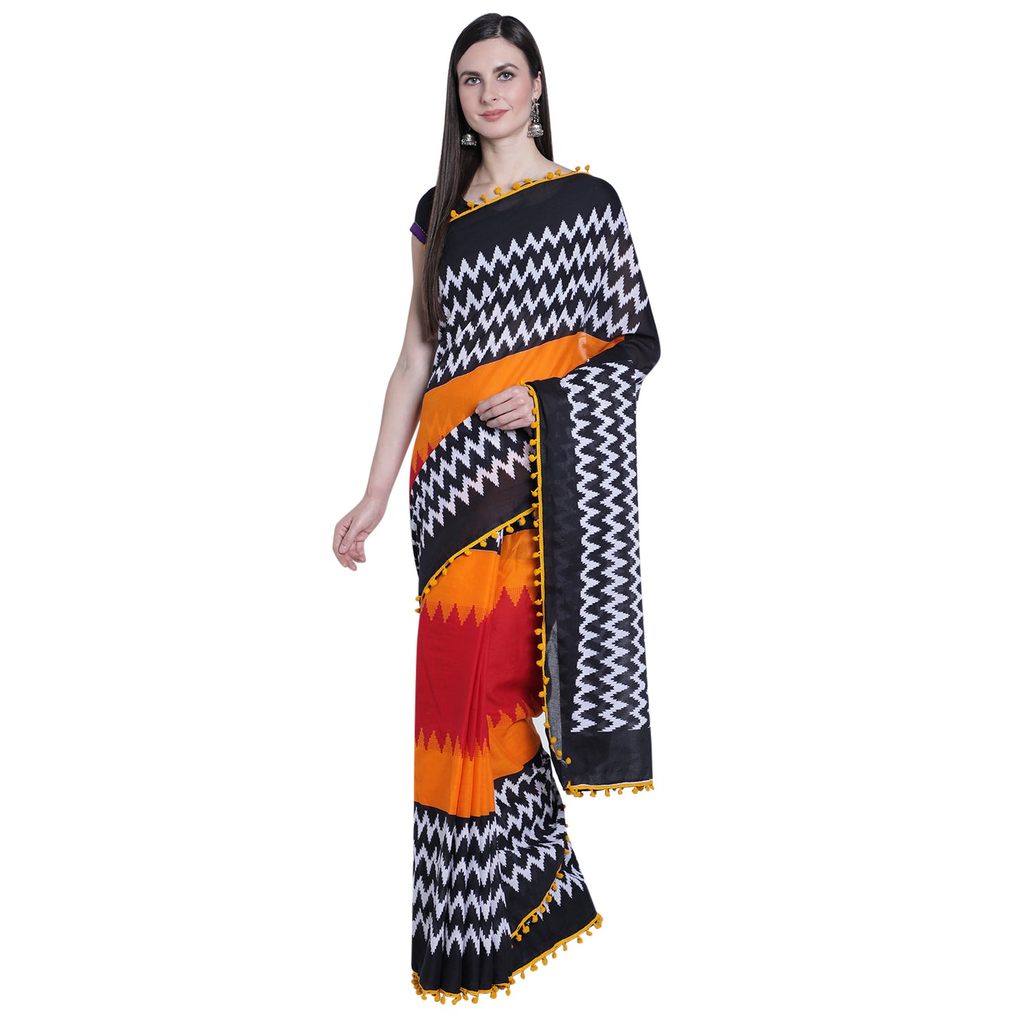 Mesmerising Multicoloured Cotton Saree-TCS019