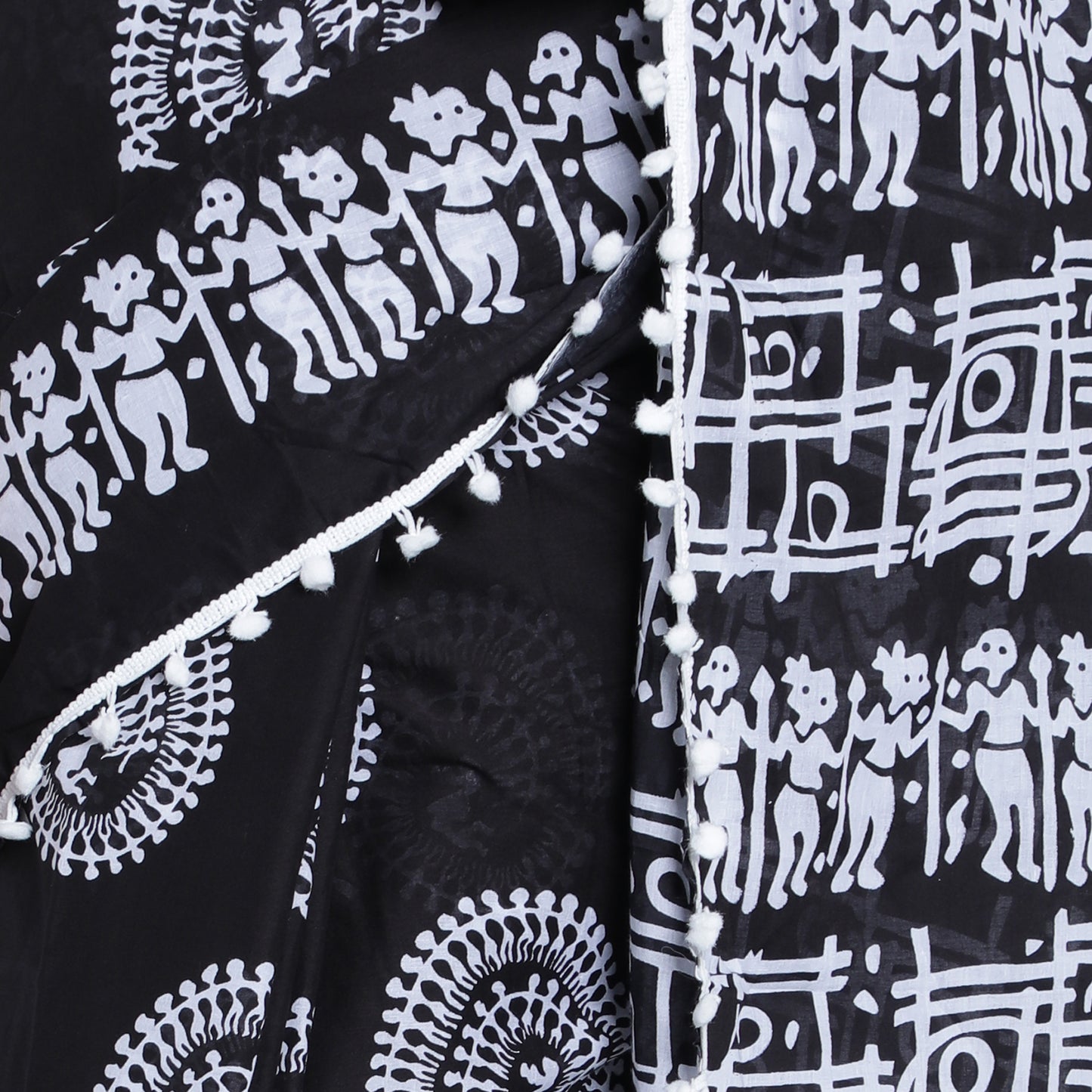 Black and White Cotton Saree-TCS037
