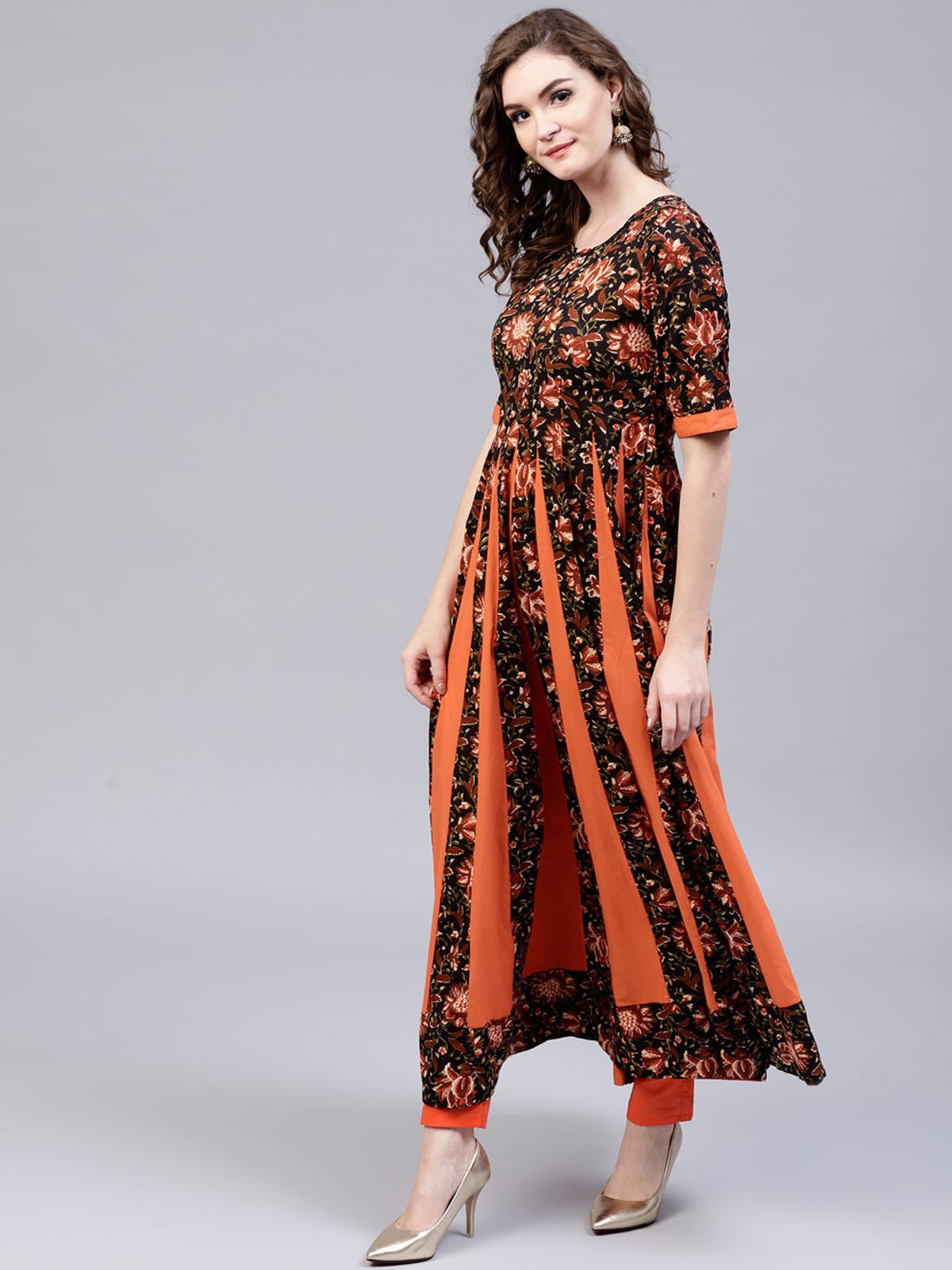 AKS Cotton Print Anarkali / Umbrella Cut / Gher For Women