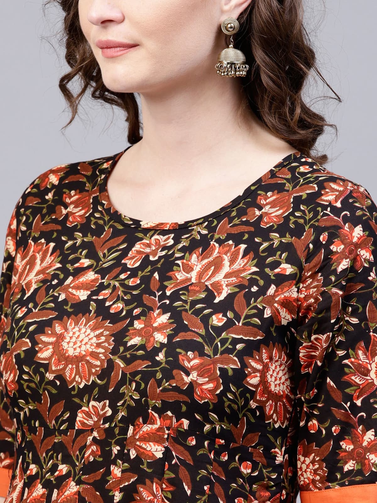 AKS Cotton Print Anarkali / Umbrella Cut / Gher For Women