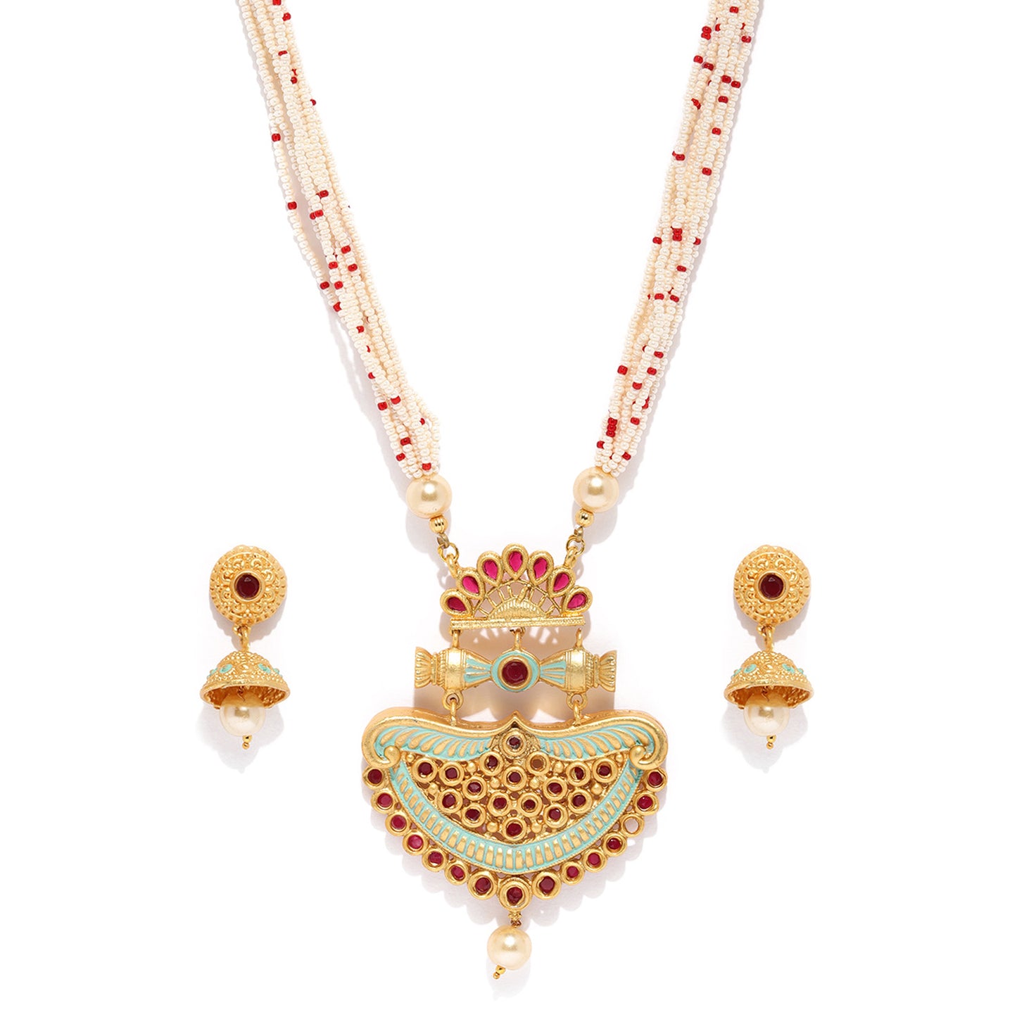 Pearl Beads Kundan Necklace Set