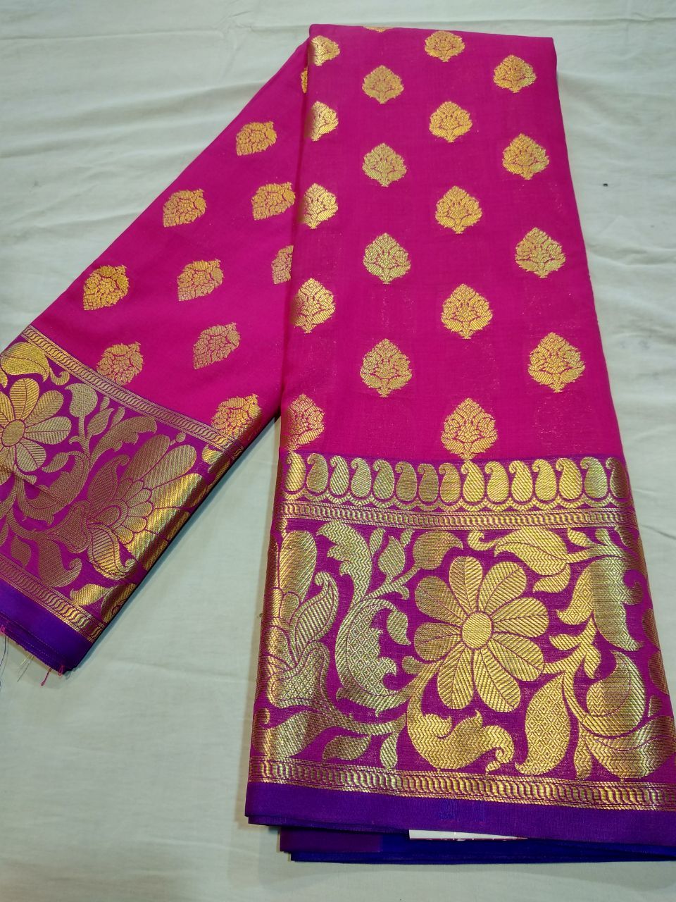 Fuscia Bloom – Traditional Printed Banarasi Saree -BNS082 magenta and purple coloured grand saree