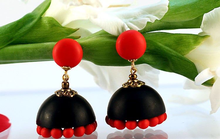 Black & Red Polymer Clay Jhumka