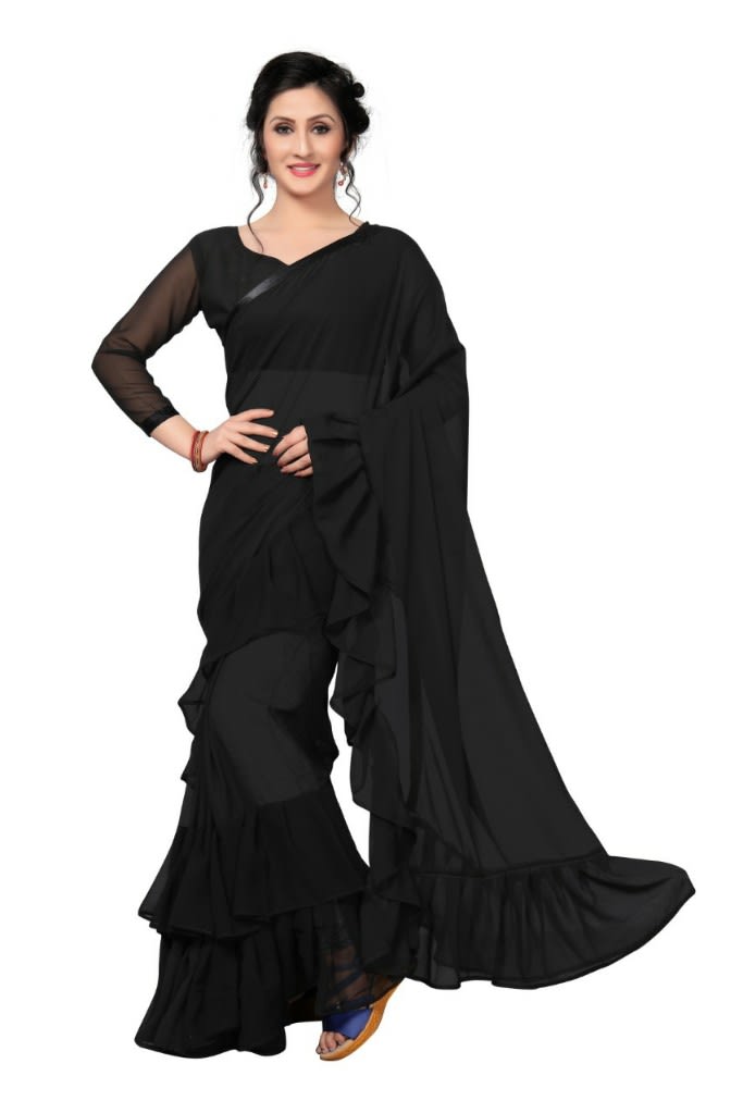 Black Beauty-Ruffle Saree-RS008