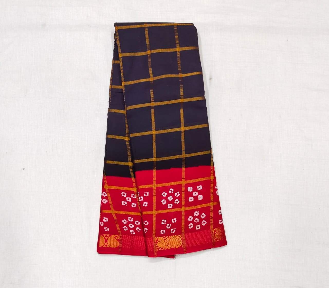 Black Sungudi with Bandhani Print Border