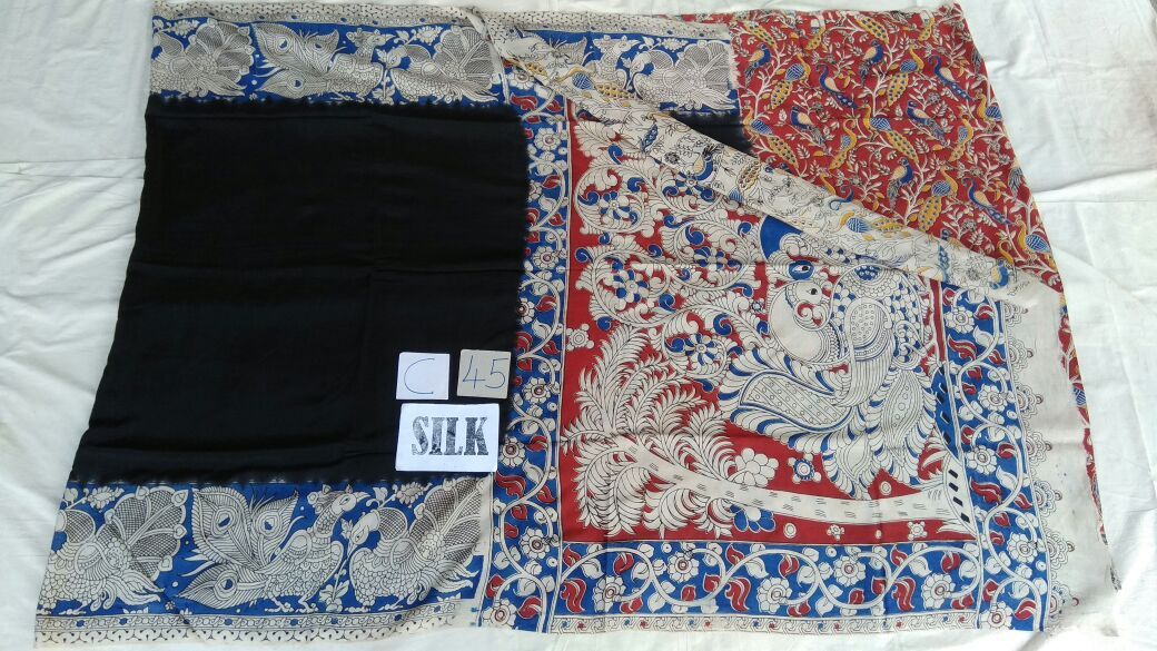 Black with Patil Pallu Silk Kalamkari Saree-KALAMKARI-0025