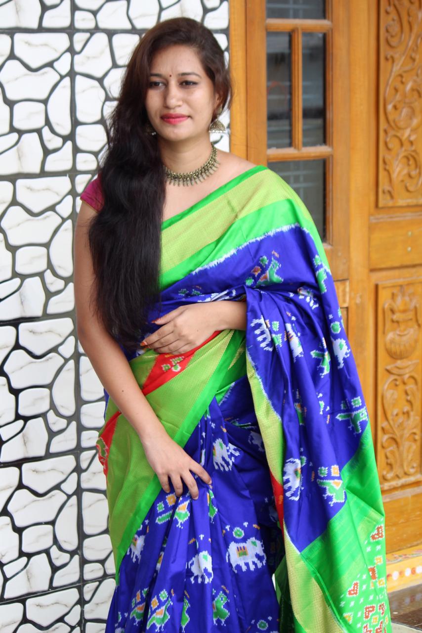 Blue Ikkat Silk Saree