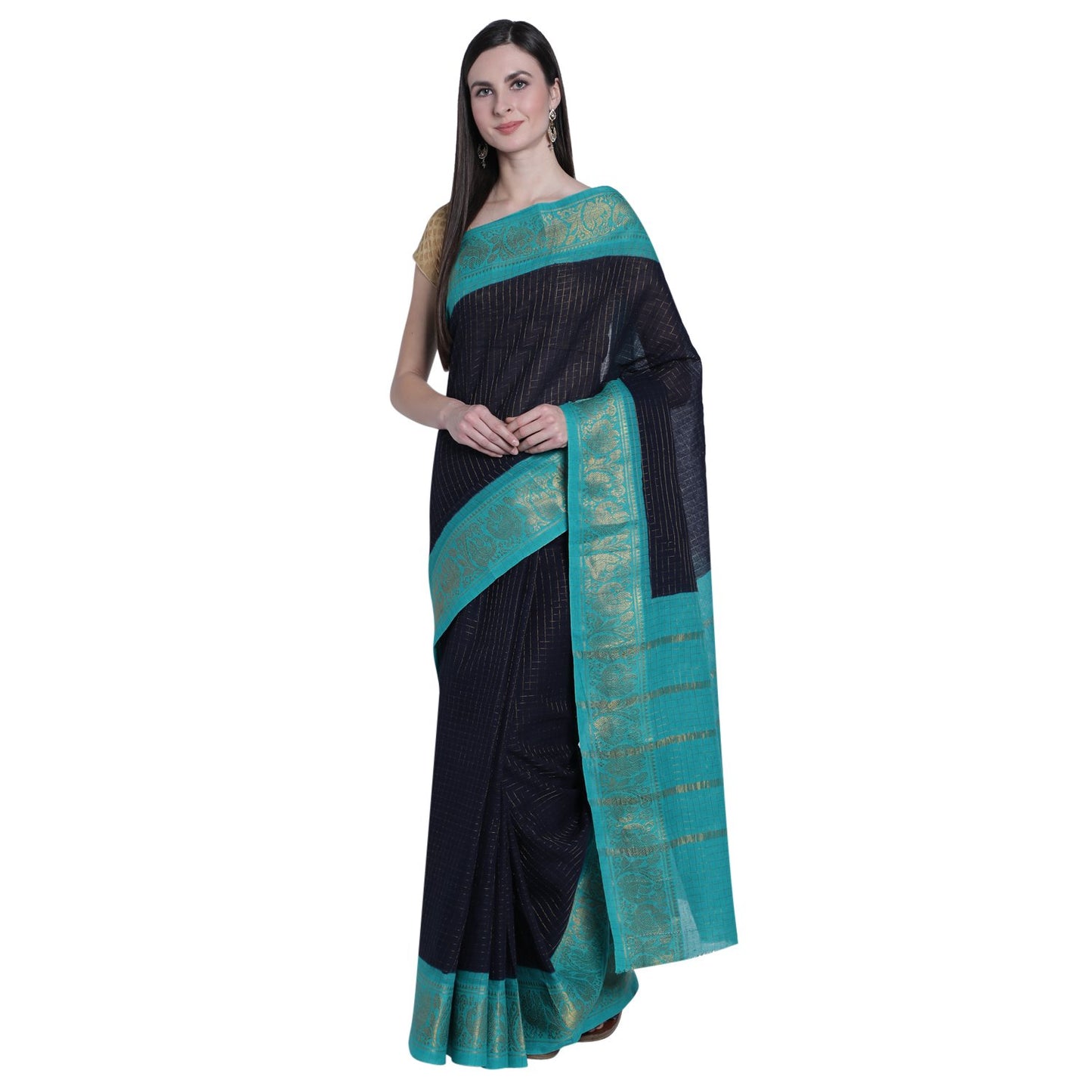 Madurai Sungudi Sarees with Double side Jari Border MSS 037