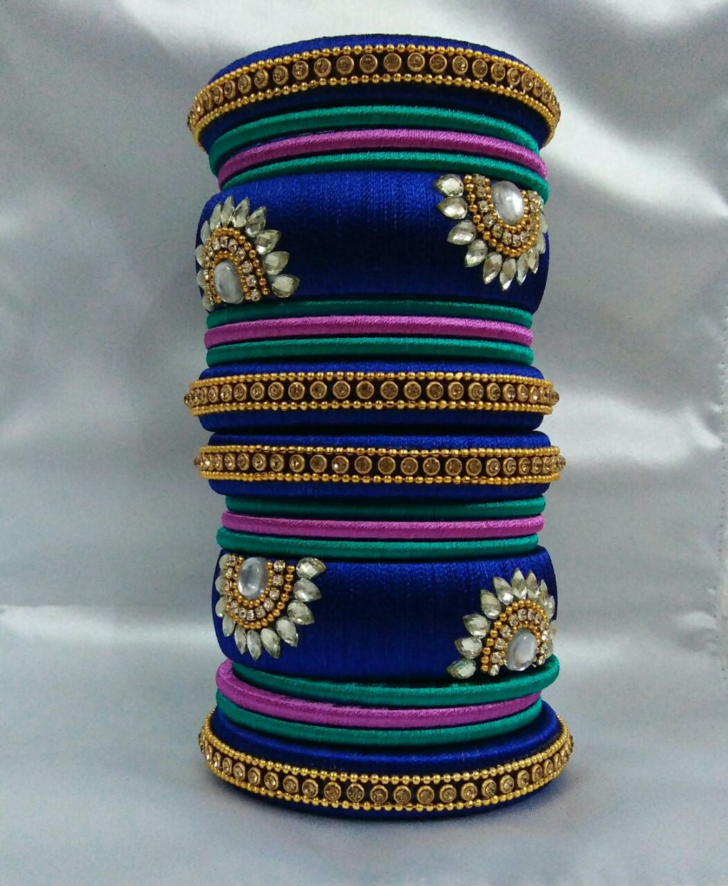 Silk thread bangles on sale blue