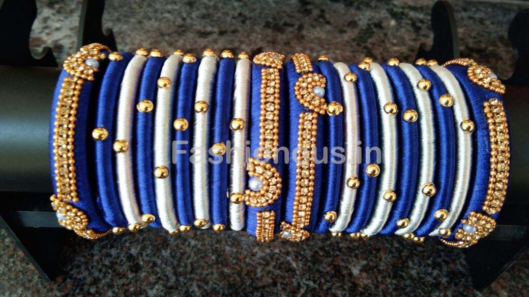Royal blue clearance silk thread bangles