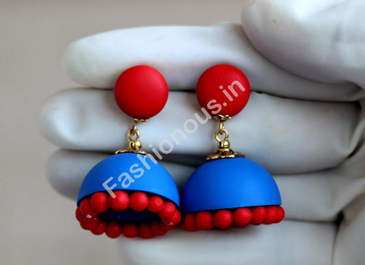 Blue and Red Jhumka-ZAPCJH-004