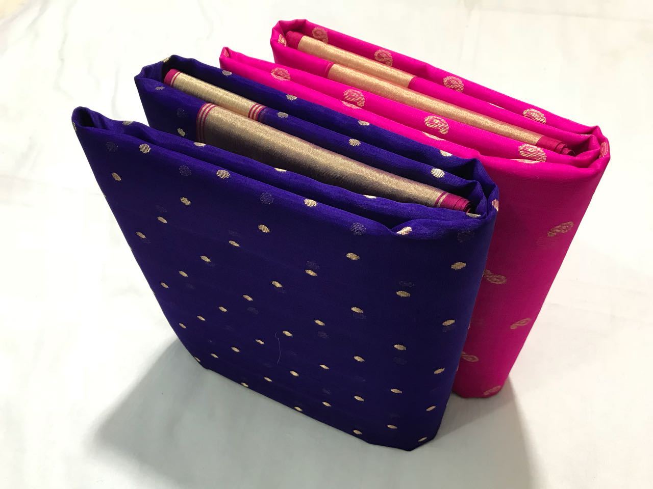 Blue with Mango Designed Zari Border Chanderi Silk Saree