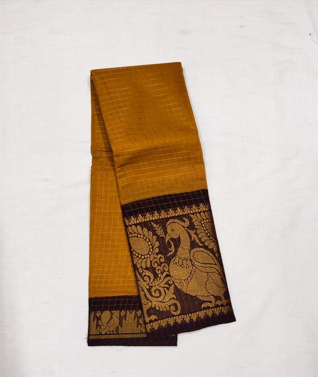 Bronze Madurai Sungudi Saree with Large Border