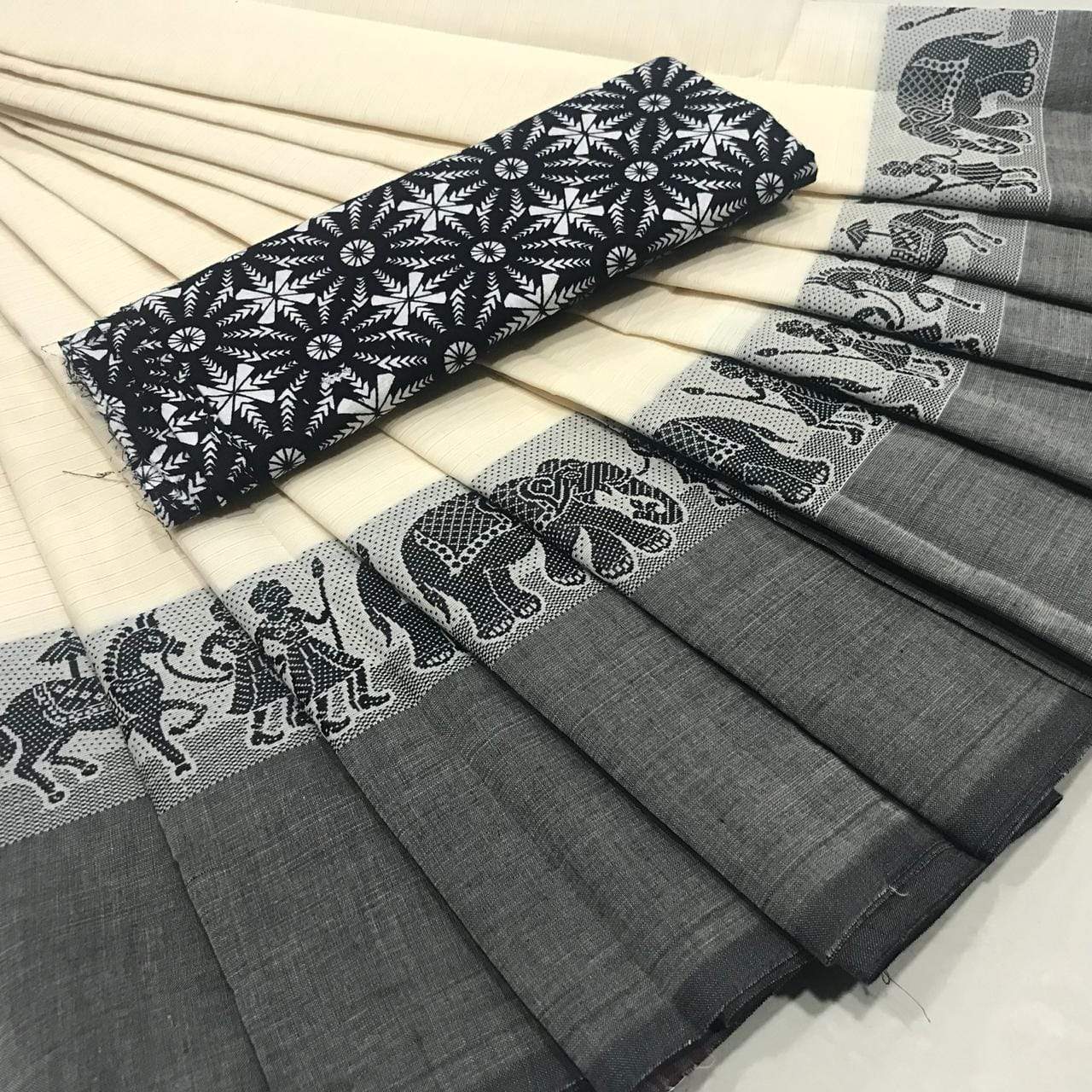 Chettinad cotton sarees on sale with kalamkari blouse price