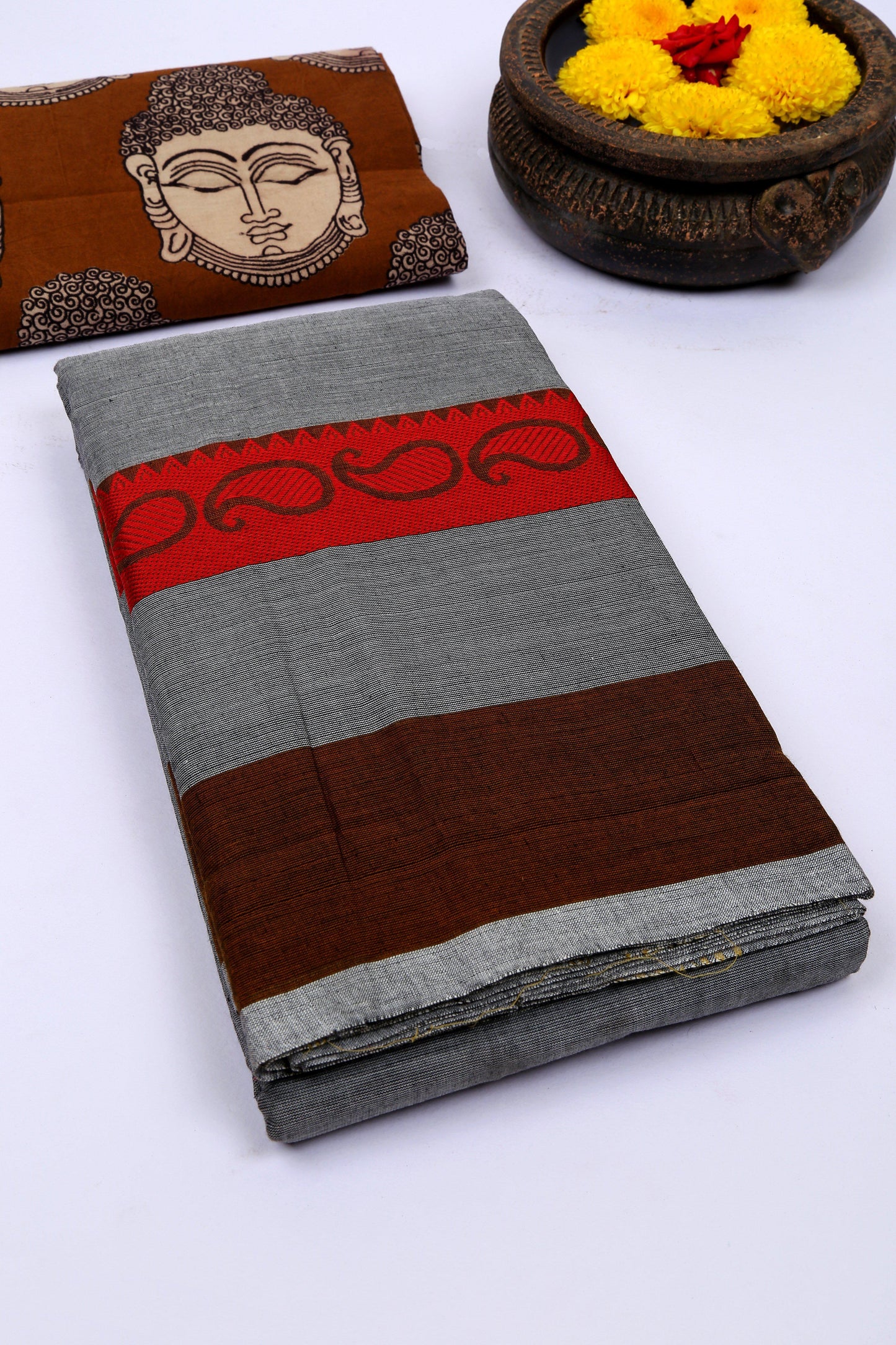 Chettinad Cotton Saree with Kalamkari Blouse-CHEDS038