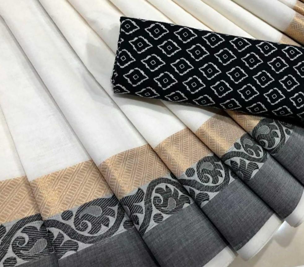 Chettinad Saree with Floral Border- CS104