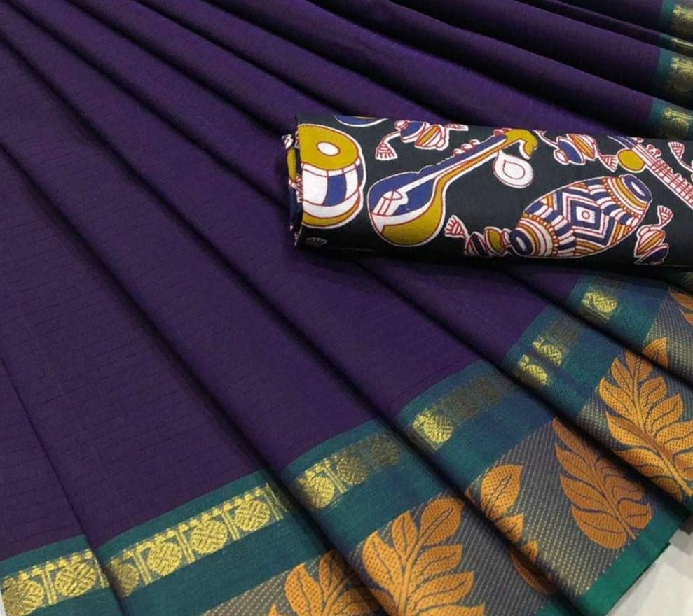 Chettinad Saree with Leaf Border- CS114