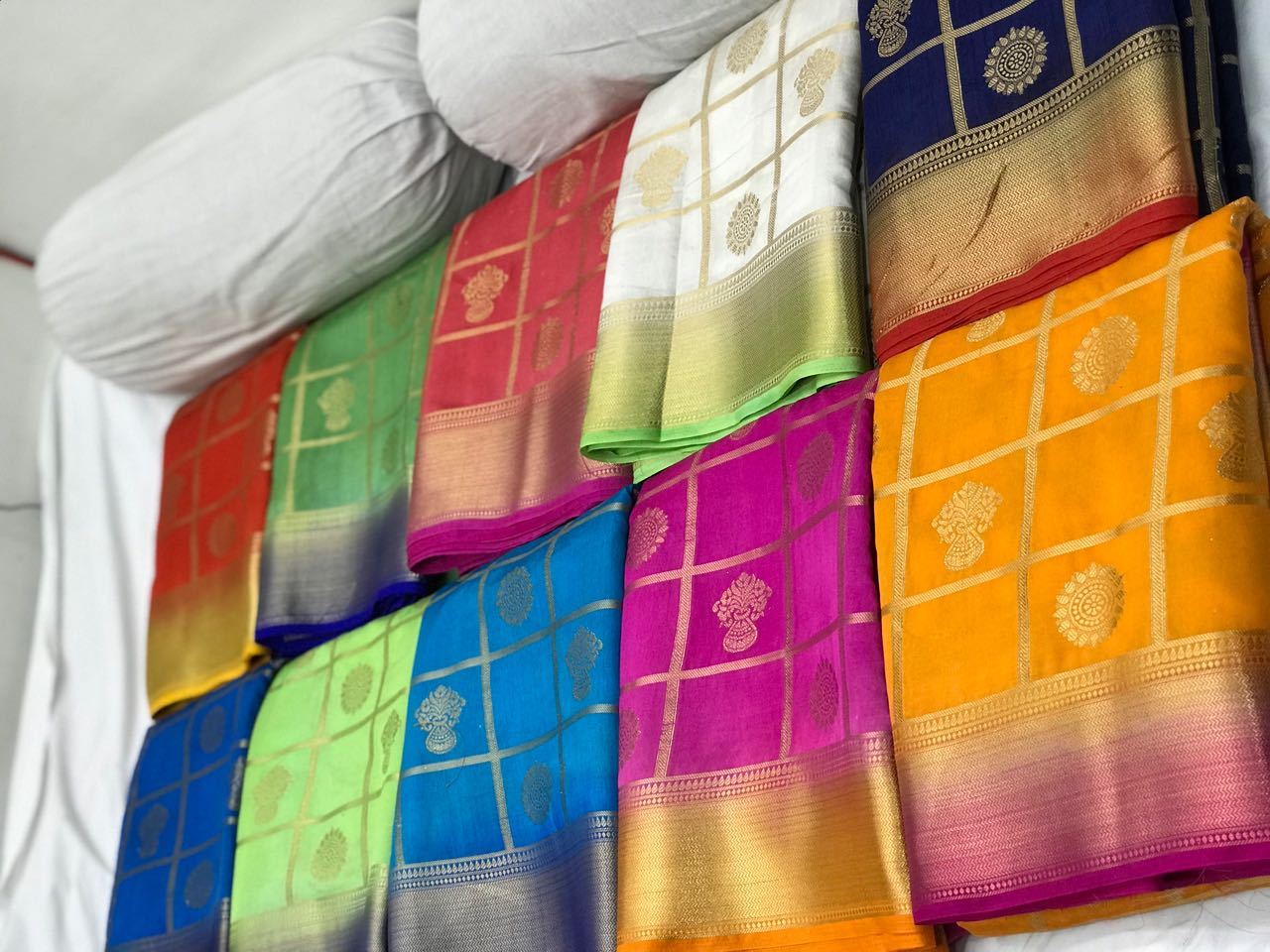 Light Green with Blue Border Banarasi Nylon Silk Saree