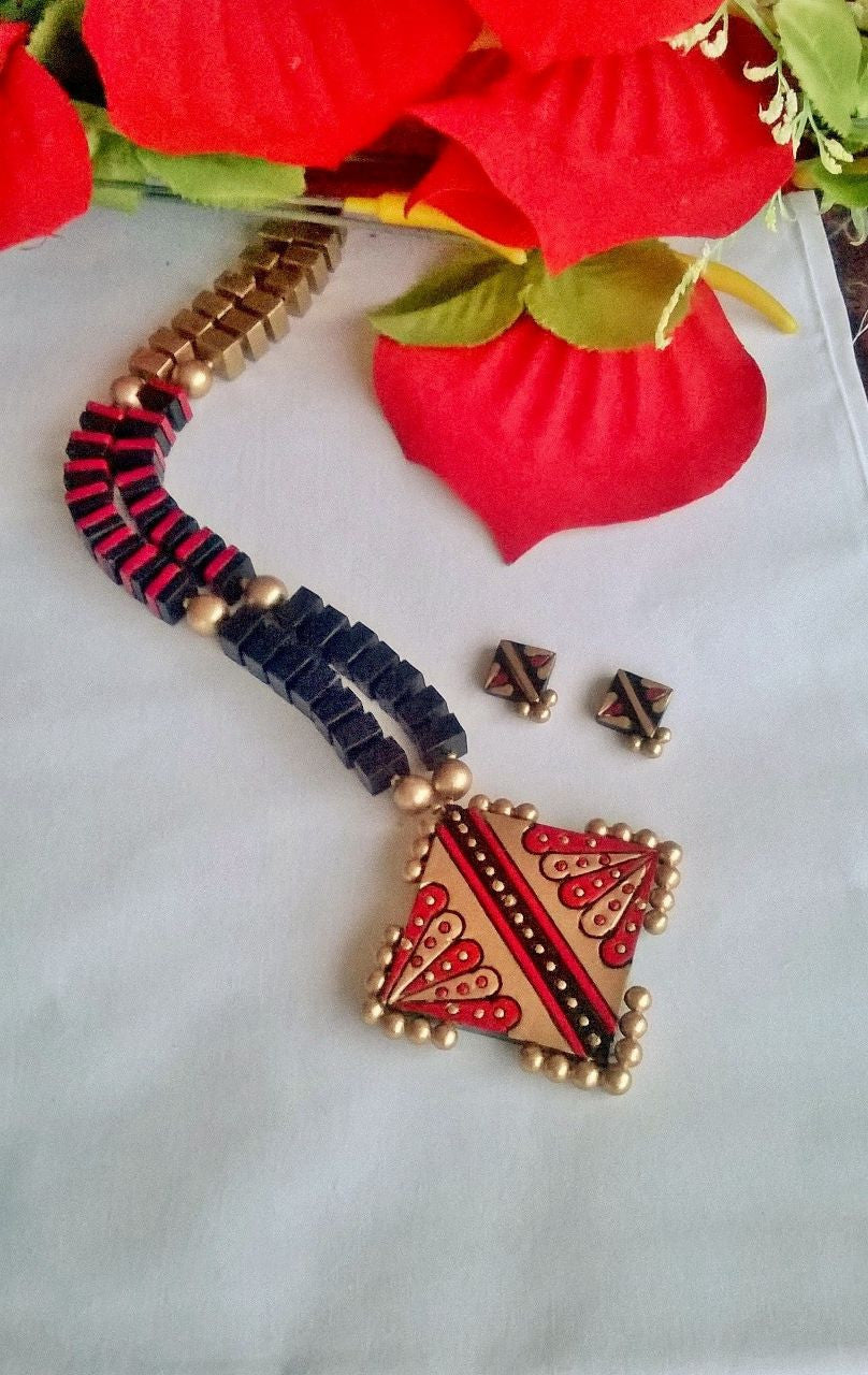 Colorful Square Terracotta Jewellery Set