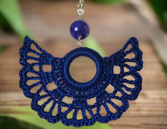 Blue Color Half Moon Floral Traditional Statement Crochet Earring Sets