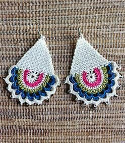 Multi Color Half Moon Floral Traditional Statement Crochet Earring Sets