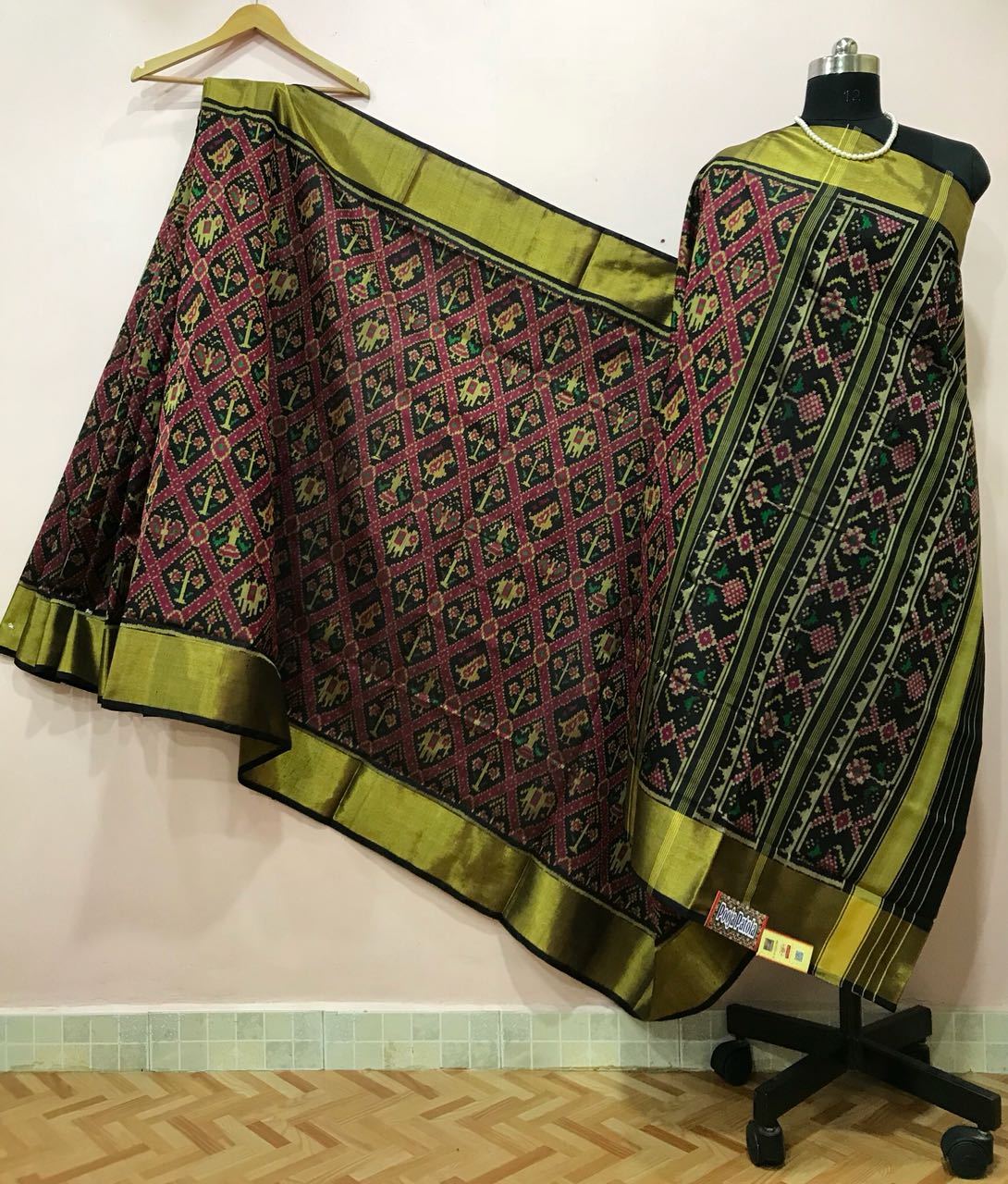 Dark Green Diamond Elephant Designed Patola Silk Saree-PPSRE-069