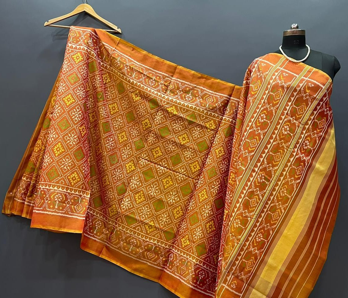 Dark Mustard Pure Silk Patola Saree