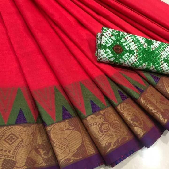 Dark Pink Chettinad Saree with Elephant Motif Border-CS605
