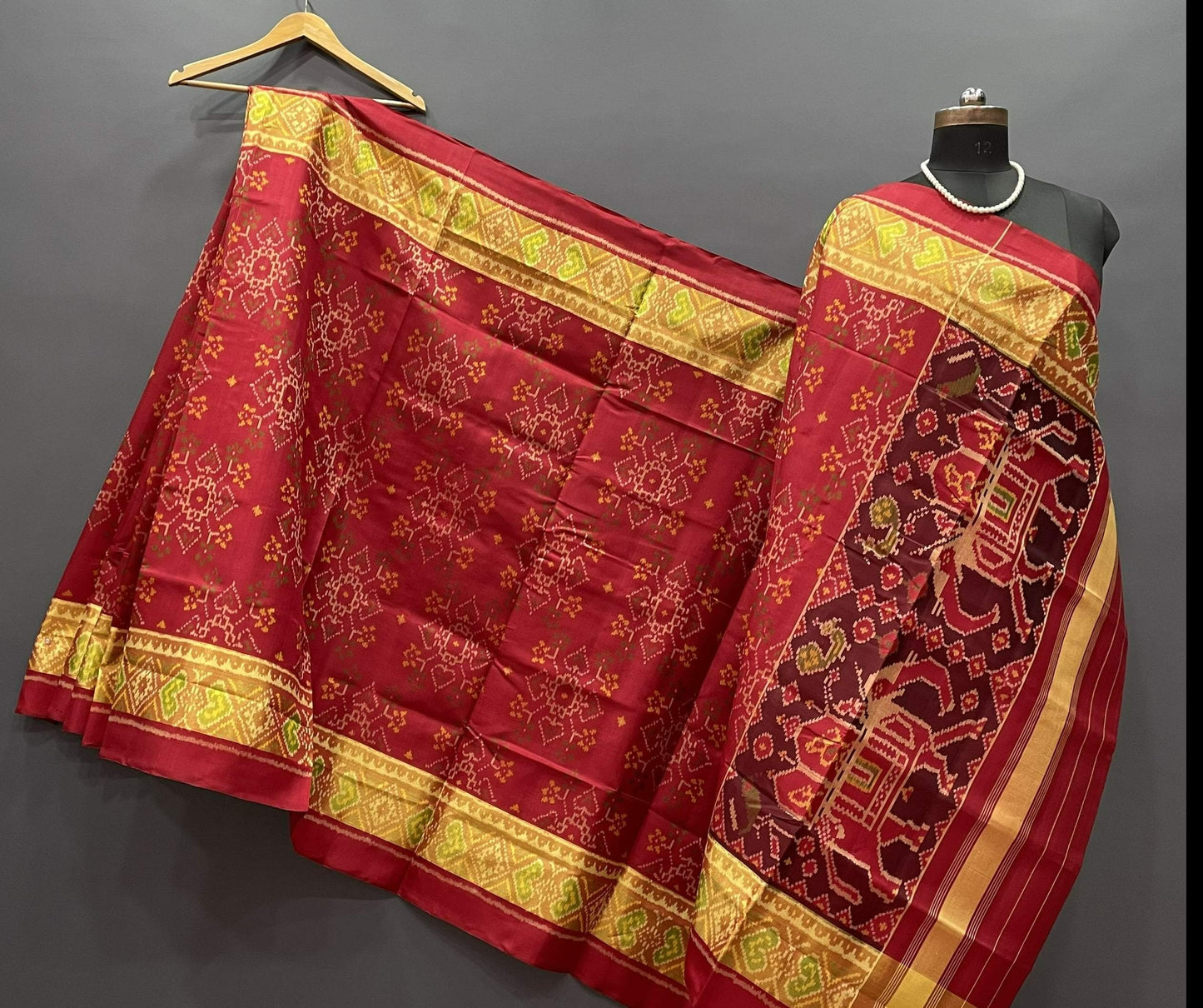 Dark Red Pure Silk Patola Saree