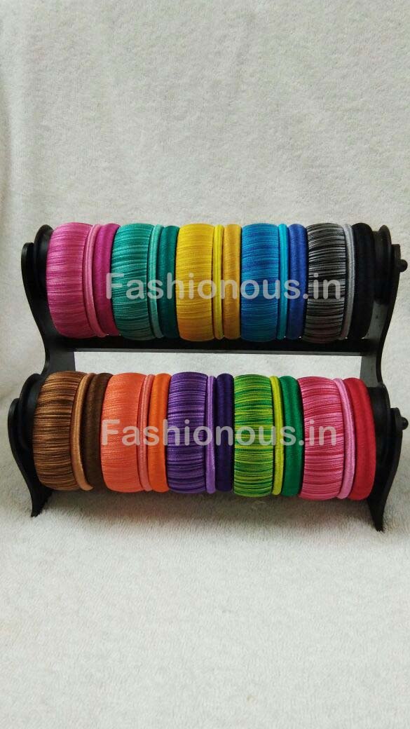 Double Color Shaded Silk Thread Bangle Set – Fashionous